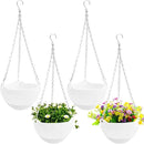 4 Pcs 8 inch Hanging Planter Pots,Self-Watering Round Hanging Basket with Water Tray and Metal Chain,Succulent Flower Plant Pot Container for Indoor Outdoor Garden Balcony Wall Decor,White by GreenHaven Gardens