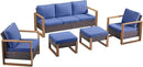 Outdoor Wicker Patio Furniture Set - 5 Piece Patio Conversation Set with 2 Wicker Armrest Chairs,2 Rattan Ottoman and 1 Couch,Sturdy Frame,Thick Cushions,Deep Seating(Brown/Blue) by CozyNest Decor
