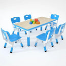 Kids Study Table and 6 Chairs Set,Height Adjustable Table and Chairs for Children and Toddlers,47.2"X23.6"Graffiti Desktop,Suitable for Daycare,Classrooms, Home by CozyNest Decor