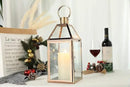 JHY Design Rose Gold Decorative Lanterns 16 inch High Stainless Steel Candle Lanterns with Tempered Glass for Indoor Outdoor Events Parities and Weddings by CozyNest Decor