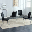 6 black dining chairs. Modern chairs from the Middle Ages. Made of PU material cushion and silver metal legs. Suitable for restaurants and living rooms