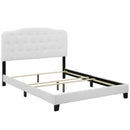 CasaFoyer Amelia Full Bed | Luxurious Upholstered Fabric | Button-Tufted Headboard | Solid Wood Construction | Non-Marking Wood Legs | Box Spring Required | 800 lbs Weight Capacity | White