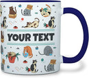 Personalized Mug for Kids - Cats - Custom Name/Text, Ceramic Hot Chocolate/Cocoa/Coffee Cup for Boys/Girls, Birthday/Christmas/Holiday Gift - 11 oz, Navy Blue Handle by TinyTreasures Baby Boutique