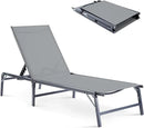 Outdoor Chaise Lounge Chair, Foldable & Assemble-Free, 6 Adjustable Positions, Durable Rust-Resistant Frame, Portable Outdoor Pool Lounge Chairs for Pool Patio Beach, Grey by GreenHaven Gardens
