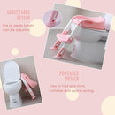 Potty Training Toilet Chair Seat with Step Stool Ladder for Kids and Toddler Boys Girls - Foldable Height Adjustable Children Toilet Training Seat with Safe Handles & Anti-Slip Pads, White-Pink by TinyTreasures Baby Boutique