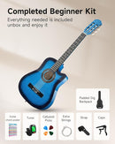 Moukey 38" Acoustic Guitar for Beginners Kids Youth Adult Cutaway Guitarra Acustica Kit with Chord Poster, Gig Bag, Tuner, Picks, Nylon Strings, Capo, Strap - Blue by TinyTreasures Baby Boutique