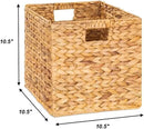 10.5 x 10.5 Storage Cubes – Water Hyacinth Wicker Baskets for Organizing, Wicker Storage Cubes, Storage Baskets for Shelves (4 Packs 10.5in) by CozyNest Decor