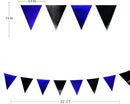 Royal Blue Black Party Decorations Navy Black Metallic Fabric Triangle Pennant Banner Flag Bunting Garland for Graduations Birthday Retirement Wedding Bachelorette Nautical Outdoor Party Supplies by GreenHaven Gardens