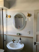 PERMO Industrial Vintage Slope Pole Wall Mount Single Sconce with 6.7" Oval Dome Clear Glass Shade Wall Sconce Light Fixture (Antique Gold) by CozyNest Decor