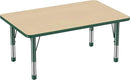 FDP Rectangle Activity School and Classroom Kids Table (30 x 48 inch), Chunky Toddler Legs, Adjustable Height 15-24 inches - Maple Top and Green Edge by CozyNest Decor