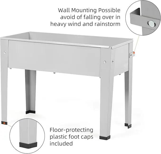 Raised Garden Bed, Garden Raised Planter Box with Legs, Galvanized Garden Planter for Herbs and Vegetables (24" Grey), photo 3 of 7