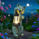 Garden Statues Cat with Solar Lantern Outdoor Bunny Figurines Decorations for Patio Yard Lawn Ornaments Gifts for Birthday Easter Housewarming Mother's Day by CozyNest Decor