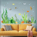 2 Sheets of 12x36 Inch Spring Summer Window Cling Sticker Fish, Plants, Aquatic Theme Window Stickers, Spring and Summer Decor, Home, Shop, Party Window, Glass, Wall Display Stickers (Aquatic Theme) by CozyNest Decor