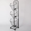 3 Tier Laundry Basket with Rolling Lockable Wheels Wire Metal Sorter Storage Trolley Shelf Basket Durable Metal Sorter Clothes Storage Trolley Shelf with Removable Hamper for Organizing Clothes by CozyNest Decor