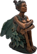 Copper Toned Fairy Holding Knees with Blue Accents Garden Statue, Whimsical Outdoor Decor, 13 Inches by CozyNest Decor