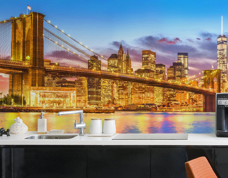 New York City Brooklyn Bridge Wall Mural Decal Sticker.