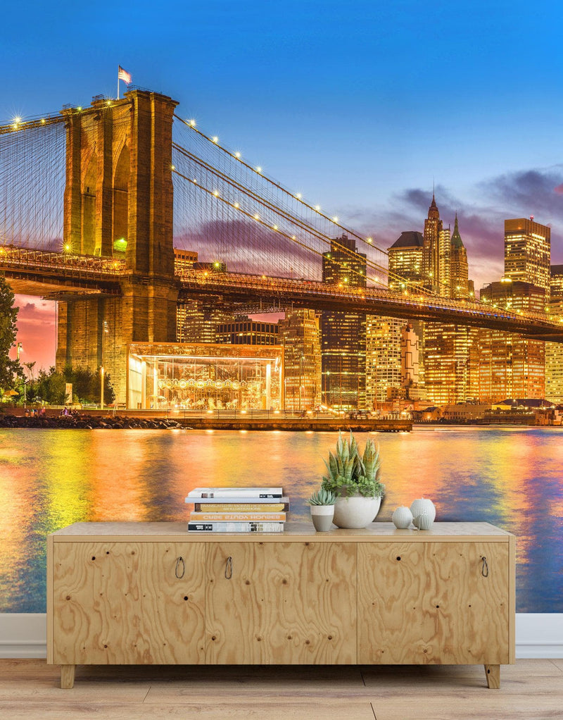 New York City Brooklyn Bridge Wall Mural Decal Sticker.