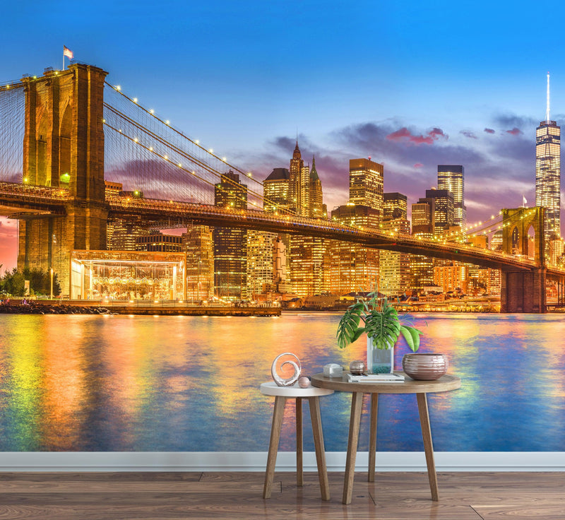 New York City Brooklyn Bridge Wall Mural Decal Sticker.