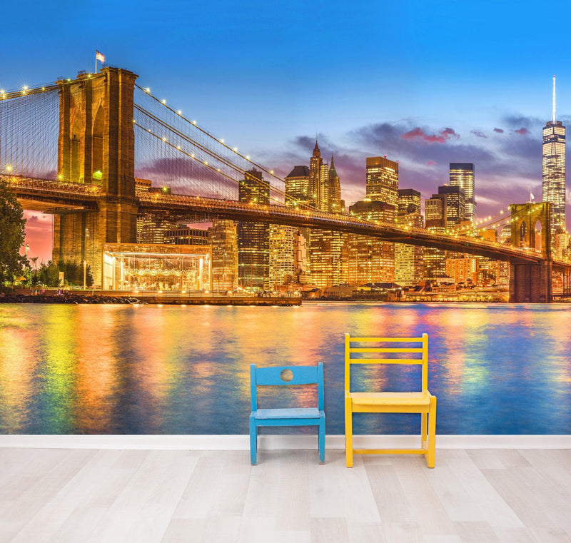 New York City Brooklyn Bridge Wall Mural Decal Sticker.