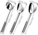 Pleafind Serving Utensils Set for Parties,3-Piece Silver Stainless Steel utensils set,Includes 1 Serving Spoon, 1 Slotted Spoon and 1 Soup Ladle,Serving Spoons for Buffet by CozyNest Decor