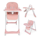 3-in-1 Foldable High Chair for Babies & Toddlers – Adjustable Height, Reclining Seat, 5-Point Safety Harness, Removable Tray, Lockable Wheels, Washable Cushion – Portable & Easy Clean, Pink by TinyTreasures Baby Boutique