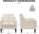 VINGLI Mid Century Modern Accent Chair, Beige Fabric Accent Chairs for Living Room Upholstered Armchair Sofa with Scooped Arms for Bedroom, Apartment, Studio, Office, Waiting Room by CozyNest Decor