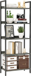 NUMENN Bookshelf, 5 Tier Bookshelves, Home Office Bookcase Shelf Storage Organizer, Free Standing Storage Shelving Unit for Bedroom, Living Room and Home Office, Dark Grey