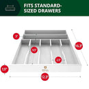 ROYAL CRAFT WOOD Luxury Bamboo Kitchen Drawer Organizer - Silverware Organizer - Utensil Holder and Cutlery Tray with Grooved Drawer Dividers for Flatware and Kitchen Utensils (7 Slot, White) by CozyNest Decor