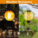 2PCS Hot Air Balloon Solar Lanterns with Flickering Flame,Yellow Glass Hanging Solar Lanterns Outdoor Waterproof Hot Air Balloon Light for Patio Tree Yard Garden Decor,Garden Gift for Women by GreenHaven Gardens