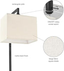 Globe Electric 61000052 60" Floor Lamp, Matte Black, Square White Fabric Shade, On/Off Rotary Switch on Socket, Square Rod, Reading Lamp, Home Office Accessories, Home Décor, Home Improvement by CozyNest Decor