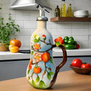 18.26oz/540ml Ceramics Olive Oil Dispenser Bottle,Hand Painted Reliefs Oil Dispenser for Kitchen,Oil Bottles for Kitchen (Persimmon) by CozyNest Decor