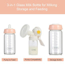 COMI Wide Neck Glass Breastmilk Collection n Storage Bottle, 8oz with Screw Ring Sealing Disk; Re-markable Sealing Disc. BPA Free, Fits Breast Pumps & Nipples (6 Pink Lids) by TinyTreasures Baby Boutique