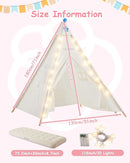 6 Pack Teepee Tent for Kids with Inflatable Airbed, Light, Toddler Tent Children Room Tents, Slumber Party Sleepover Tents, Indoor Outdoor Kids Playtent Playhouse for Girls & Boys by TinyTreasures Baby Boutique