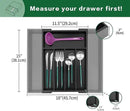 Utoplike Bamboo Silverware Drawer Organizer, Expandable Kitchen Utensils Drawer Organiser, Cutlery Tray Dividers, Flatware Caddy Drawer Insert, Office Supplies, Black 5-7 Slot by CozyNest Decor