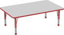 Factory Direct Partners FDP Rectangle Activity School and Classroom Kids Table (36 x 60 inch), Toddler Leg, Adjustable Height 15-24 inches - Gray Top and Red Edge by CozyNest Decor
