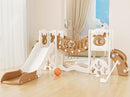 YUFU Toddler Slide Set, 11 in 1 Kids Slide for Toddlers 1-3, Toddler Playset with Climbing Bridge, Golf Set, Basketball Hoop, Indoor Outdoor Playground (Brown) by TinyTreasures Baby Boutique