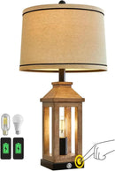 23.75" Farmhouse Table Lamps USB A+C Charging Ports 3-Way Dimmable Touch Control Lamp Nightlight Vintage Modern Lamp for Living Room Bedroom with 2 Light Sources by CozyNest Decor
