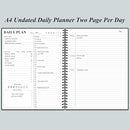 Daily Planner Undated - A4 To Do List Notebook Hourly Schedules, Spiral Appointment Planner for Women and Men,PVC Hardcover, Inner Pocket, Elastic Closure, 8.5" x 11", Black by TinyTreasures Baby Boutique