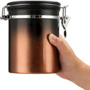 malmo Coffee Canister, Airtight Coffee Container with Date Tracker Lid, Stainless Steel Canister for Kitchen Food Storage (Black-Copper, 16oz) by CozyNest Decor