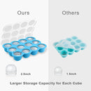 Samuelworld Baby Food Storage Container, 12 Portions x 2.5oz - BPA Free Silicone Freezer Tray with Clip-On Lid for Breast Milk Storage, Homemade Baby Food, Vegetable & Fruit Purees - Blue by TinyTreasures Baby Boutique