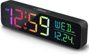 Peakeep Digital Alarm Clock for Bedrooms, Date Day of Week Large Display Numbers 6 Brightness Dimmer, 5 Volume Loud for Heavy Sleepers, 8 RGB Colors Electric Desk Clock Battery Backup, Auto DST by CozyNest Decor