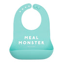 Bella Tunno Baby Bib for Eating, Waterproof Silicone Bib with Large Food Catcher, Adjustable Fit for Babies 4-12 months & Toddlers 1-3 Years, Boys & Girls, Meal Monster by TinyTreasures Baby Boutique