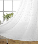 MIUCO Floral Embroidered Semi Sheer Curtains Faux Linen Grommet Window Curtains for Bedroom Living Room 84 Inches Long 2 Panels, Pure White by CozyNest Decor