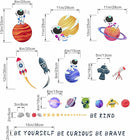 Outer Space Astronaut Wall Stickers - Be Kind Be Brave Inspirational Quotes Planets Rocket Boys Wall Decals - Baby Nursery Kids Room Daycare Wall Decor by TinyTreasures Baby Boutique