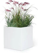 White Outdoor Planter Square Steel Planters Galvanized Steel Planter Box Indoor Metal Large Planters Cube Heavy Duty Flower Pot 20 Inch Modern Commercial Residential for Trees Patio Deck Yard Garden by GreenHaven Gardens