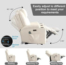 Power Recliner Chair with Heat and Massage, PU Leather Home Theater Seating with LED Lights/Cup Holders/Side Pocket/USB Port, Reclining Sofa Chair for Living Room (3, Beige) by CozyNest Decor