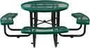 Global Industrial 46" Round Picnic Table, Expanded Metal, Green Thermoplastic Coating, Attached Benches, 1-1/2” Umbrella Pole Hole, Outdoor-Rated, 1000 lb Capacity by GreenHaven Gardens