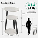 Side Table, Small End Table with Metal Frame, 3-Tier Bedside Tables, Round Side Tables for Living Room Bedroom Couch Bathroom, Oval, White Maple by CozyNest Decor