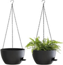 12 Inch Hanging Baskets 2 PC with Chains, Self-Watering Hanging Planters for Indoor Outdoor Plants, Plastic Hanging Flower Pots,Black by CozyNest Decor