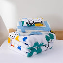 NTBED 4 Pieces Construction Toddler Bedding Set for Baby Boys,Tree Truck Vehicles Excavator Cars Printed, Includes Comforter, Flat Sheet, Fitted Sheet and Pillowcase,Blue by TinyTreasures Baby Boutique